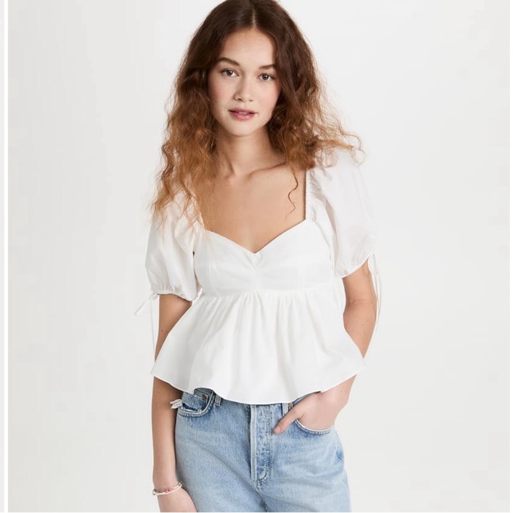 English Factory white puff sleeve top